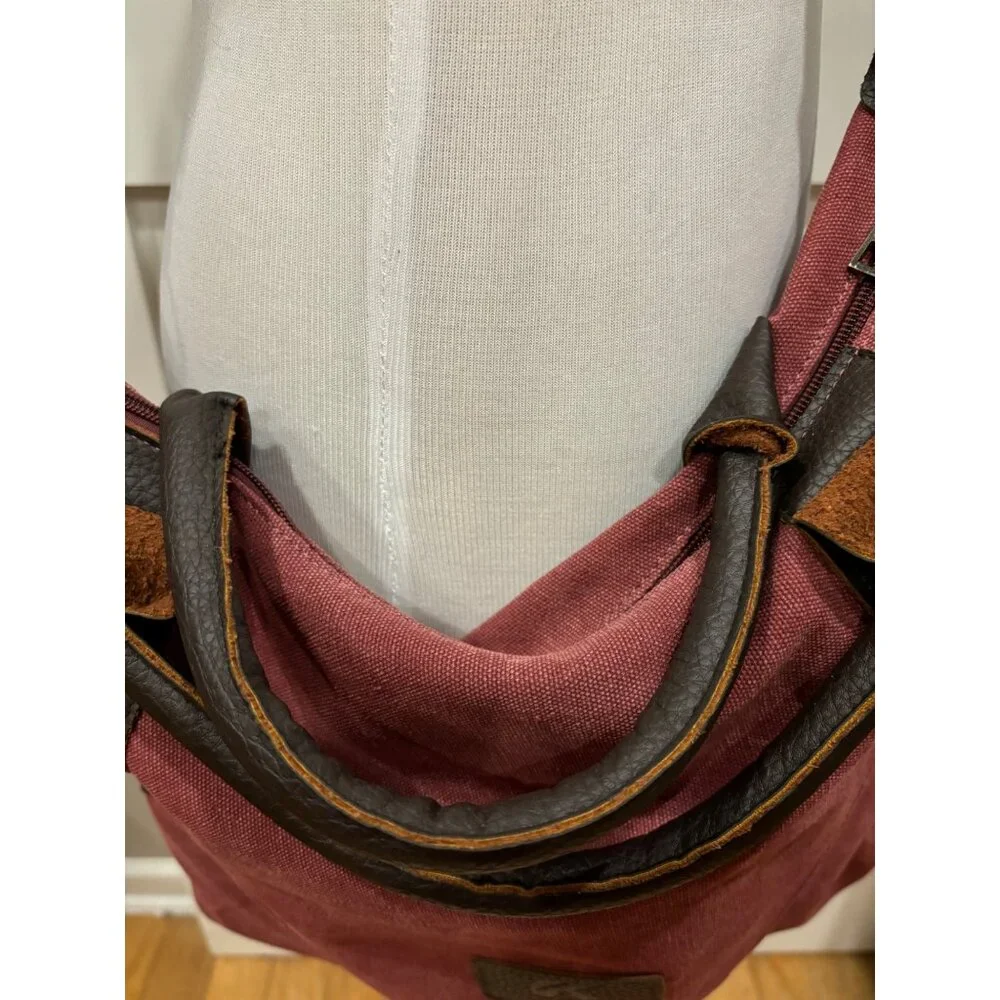 Large‎ Canvas Shoulder Bag Burgundy